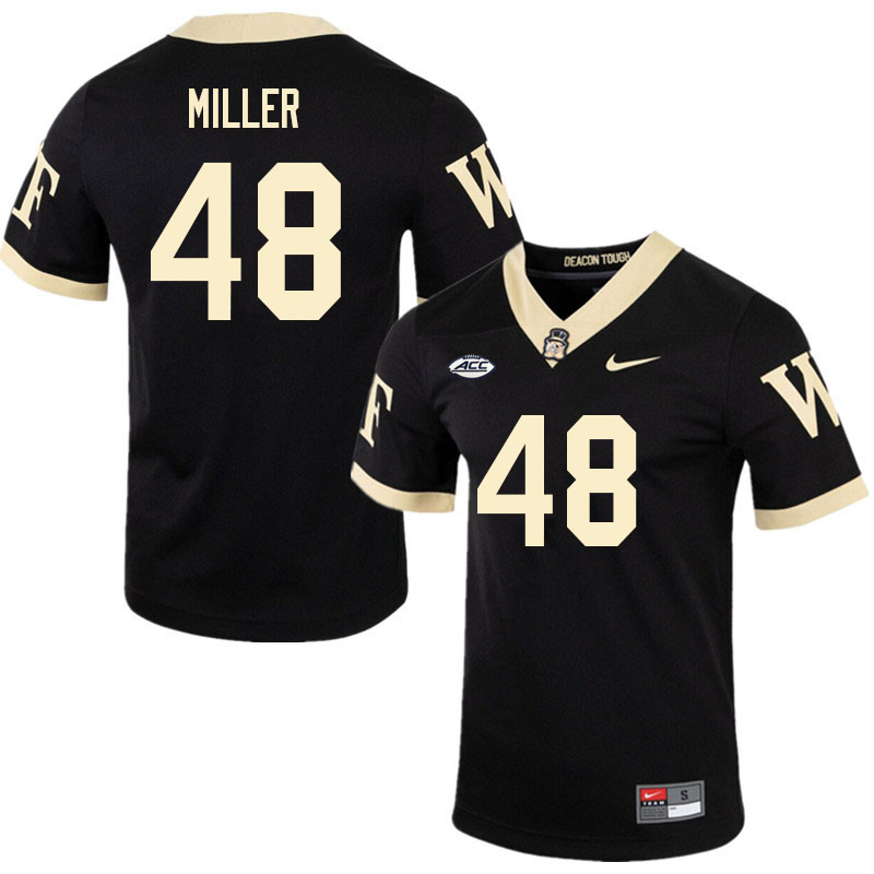 Men-Youth #48 Max Miller Wake Forest Demon Deacons 2023 College Football Jerseys Stitched-Black